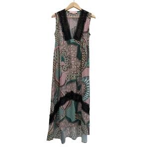 Valerie Khalfon Multicolor Lace Midi Dress Size US 8 40 Beach Fairy Artsy